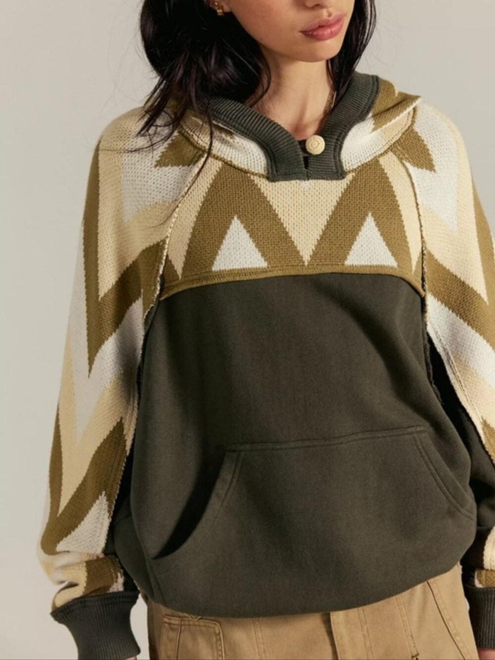 Free People We The Free Seeing Double Sweater  Hoodie Sweatshirt Large